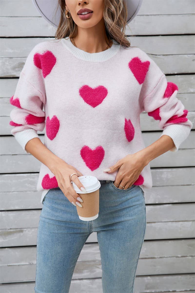 CWOSWL5785_VALENTINE'S DAY HEART LONG SLEEVE KNIT SWEATER