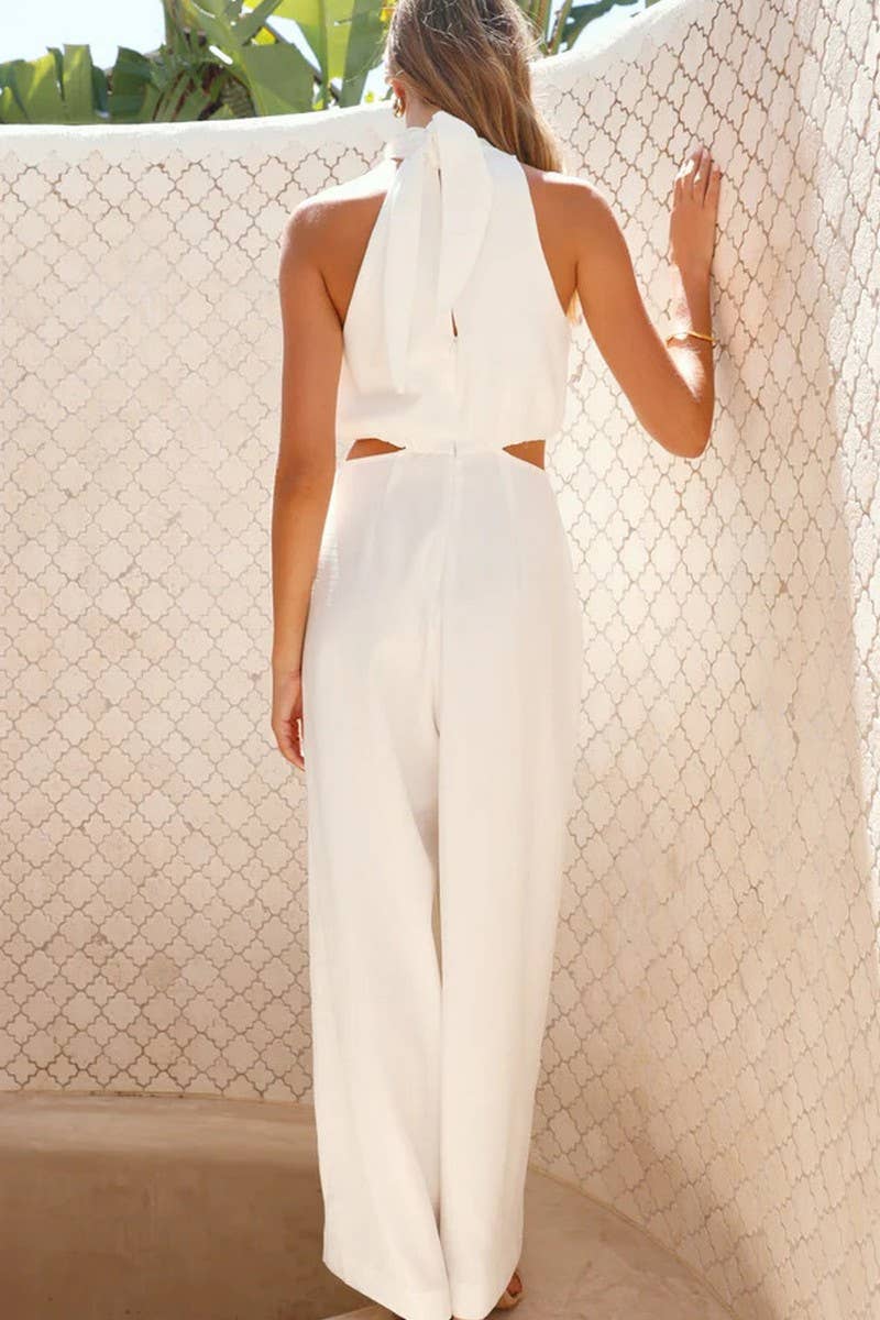 CWSJS1527_SOLID HALTER TIE-BACK JUMPSUIT WITH WIDE LEGS
