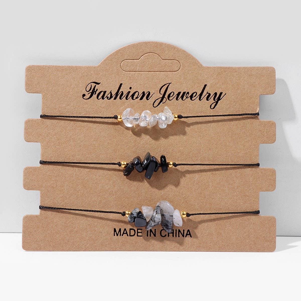 CRUSHED STONE TRIO BRAIDED BRACELET