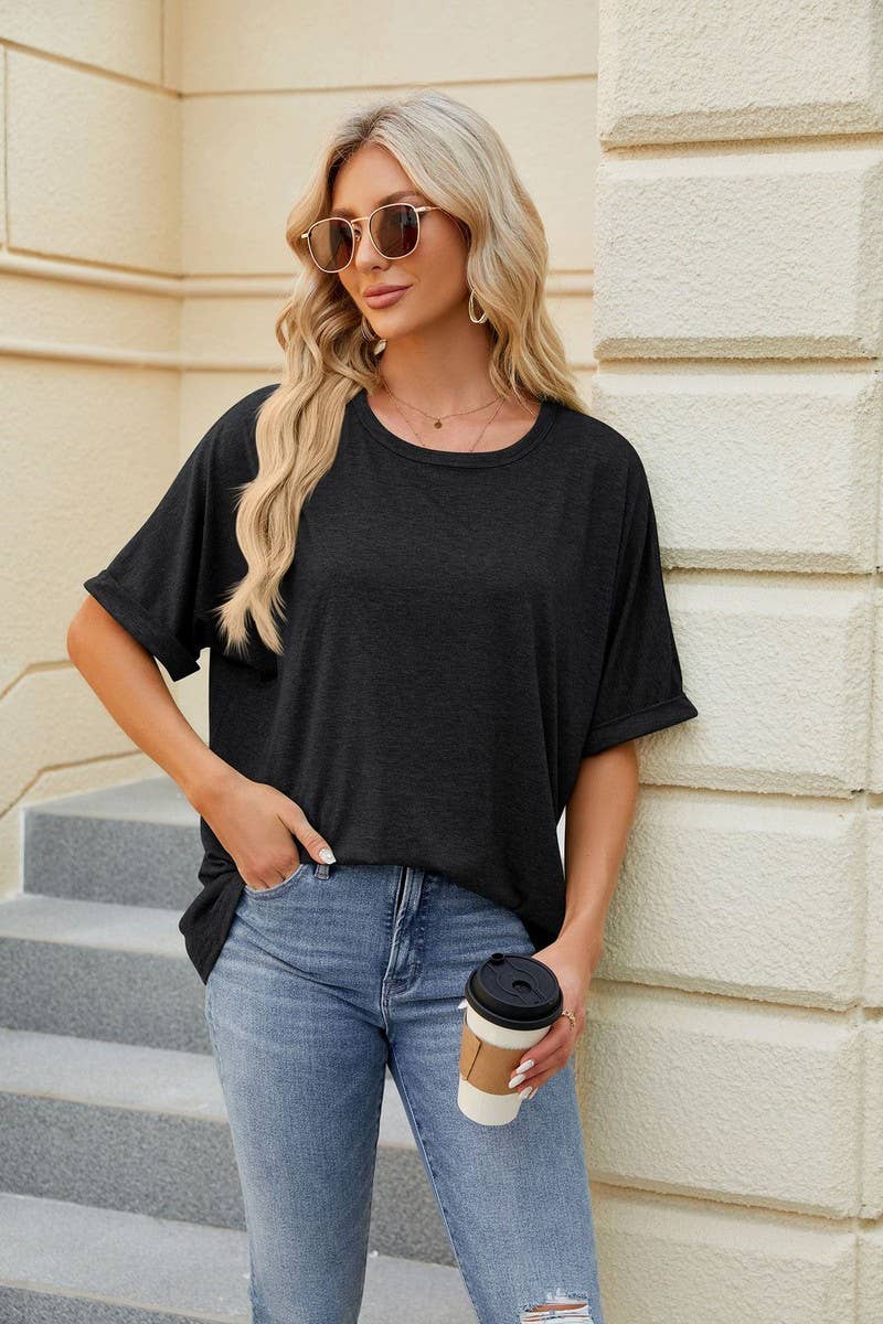 CWTTS0816_Round Neck Short Sleeve Knit Top