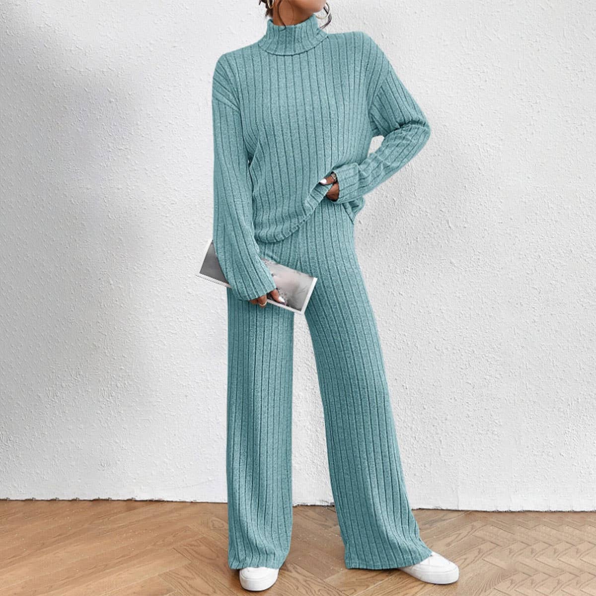 CASUAL HIGH-NECK KNITTED LONG-SLEEVED PANT SUIT_CWSTB1237