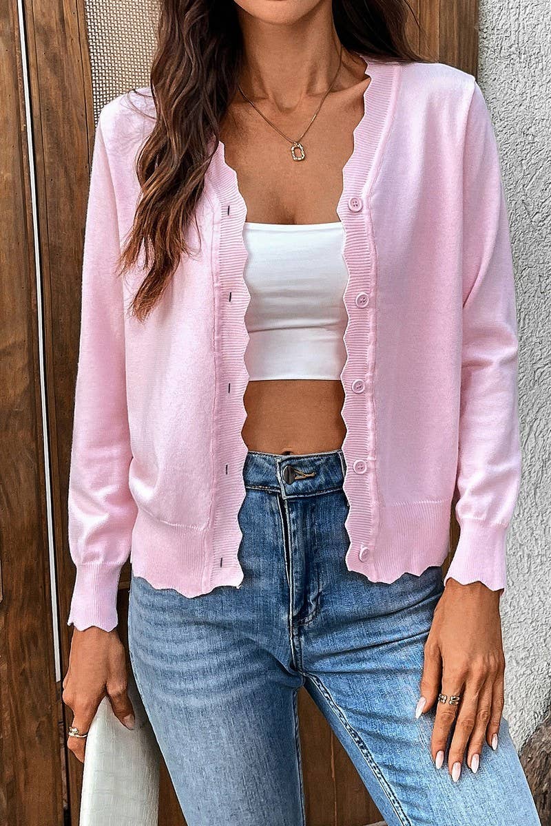 CWOCAL2302_ICE SILK V-NECK LONG SLEEVE KNIT CARDIGAN