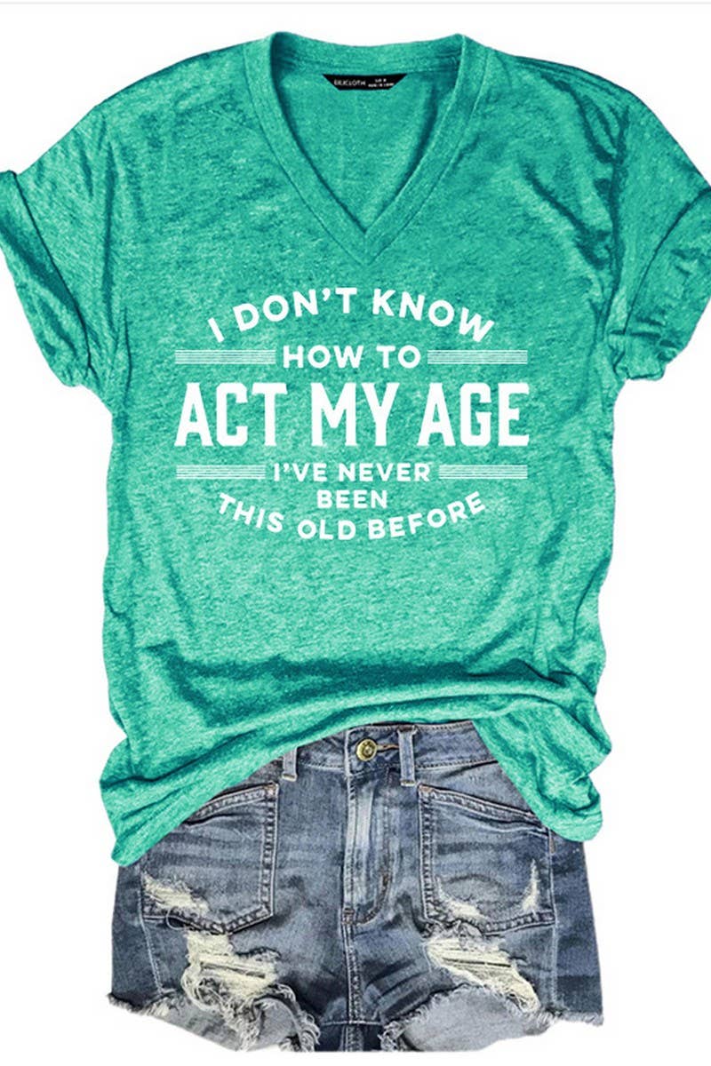 CWTTS1066_LETTER PRINT V NECK SHORT SLEEVED T SHIRT