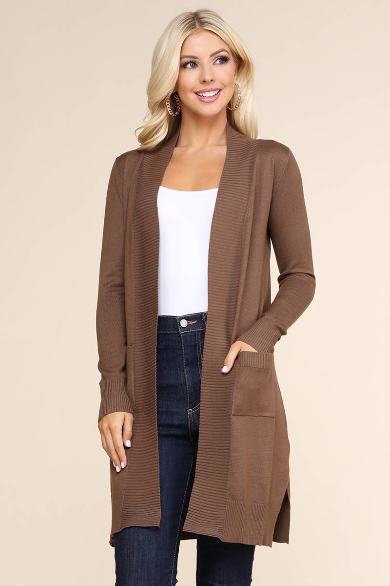 AWOCAL311_LONG SLEEVE OPEN FRONT CARDIGAN WITH SIDE POCKETS