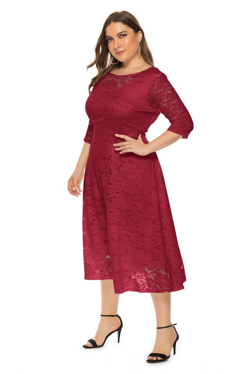 CWDMD3207_PLUS SIZE LACE POCKET EVENING GOWN DRESS