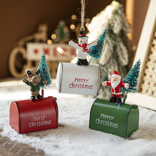 Iron Colorful Xmas Tree Ornament Reindeer Santa