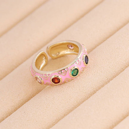 MULTICOLOR OIL DRIP OPEN PERSONALITY HIP HOP RING