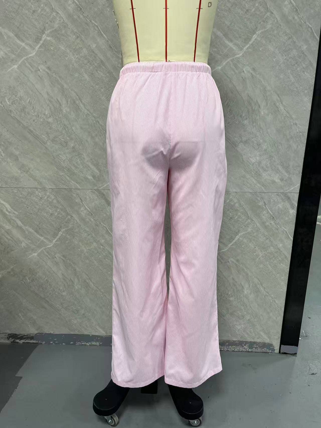 Casual lace-up fashionable loose wide-leg pants