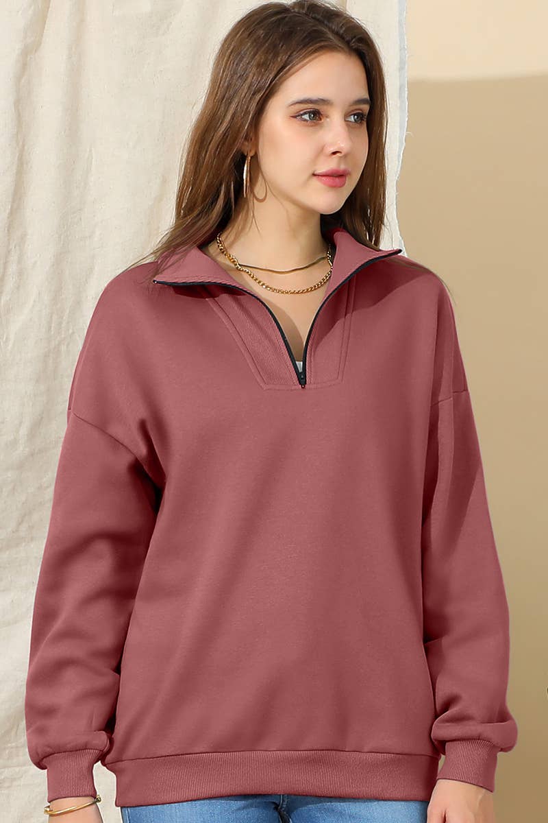 CWTTL1468_Zip Neck Lightweight Pullover Sweatshirt
