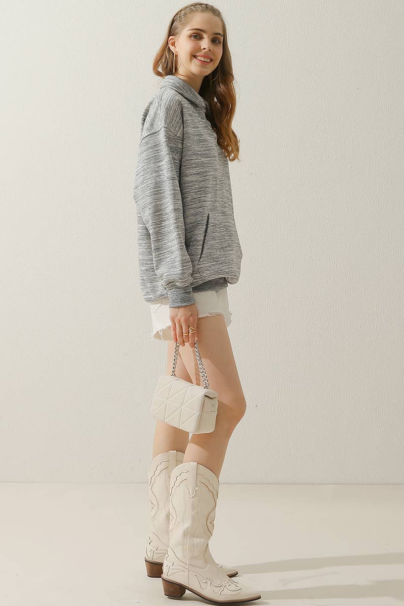 CWTTL1426_Collared Neck Casual Long Sleeve Top