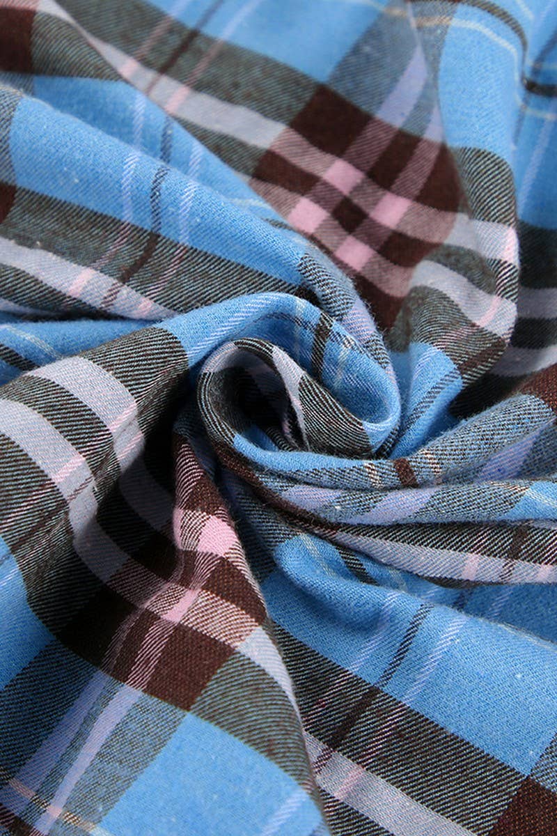 CWTBLL00630_RETRO LOOSE CASUAL LONG-SLEEVED PLAID JACKET