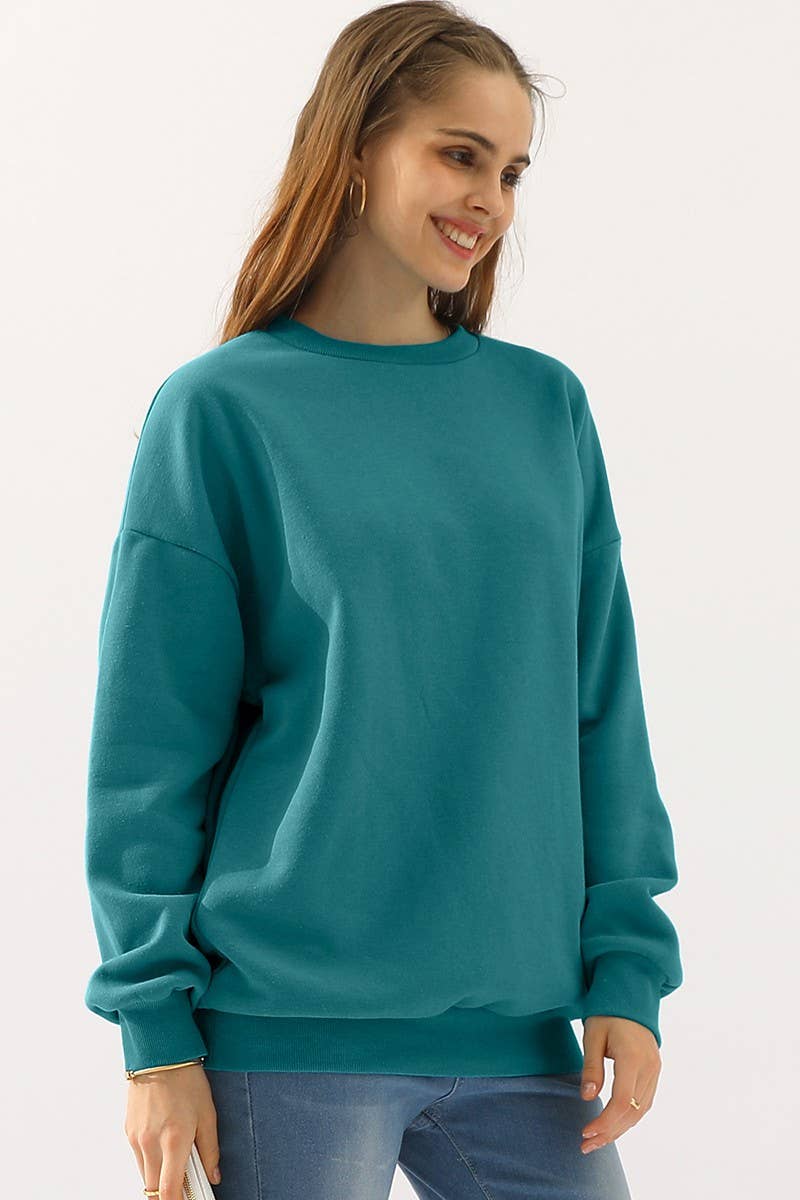 CWTTL902_CREW NECK LONG SLEEVE PULLOVER SWEATSHIRT TOPS