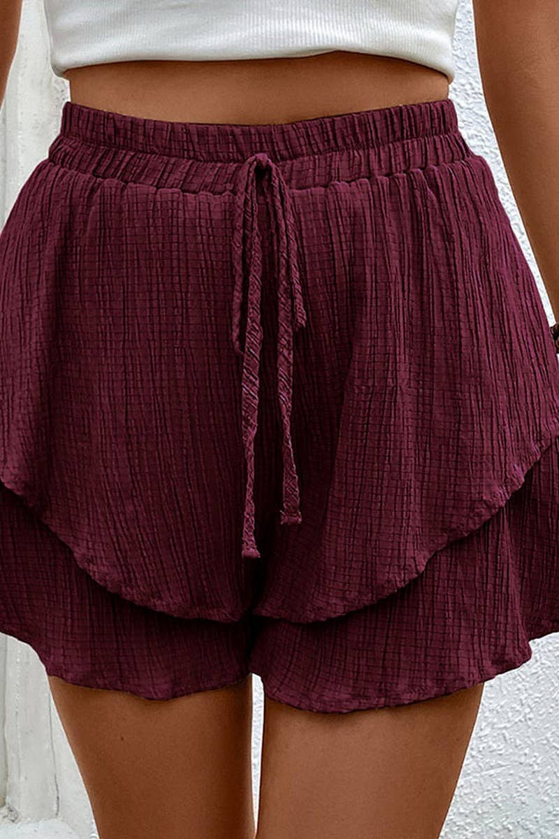 CWBSP0320_DOUBLE LAYERED ELASTIC WAIST SHORT PANTS