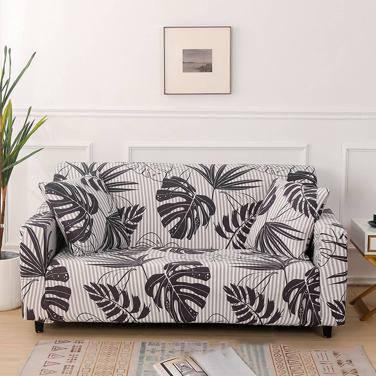 Modern Knit Sofa Cover, Stretch Fit, Solid Color