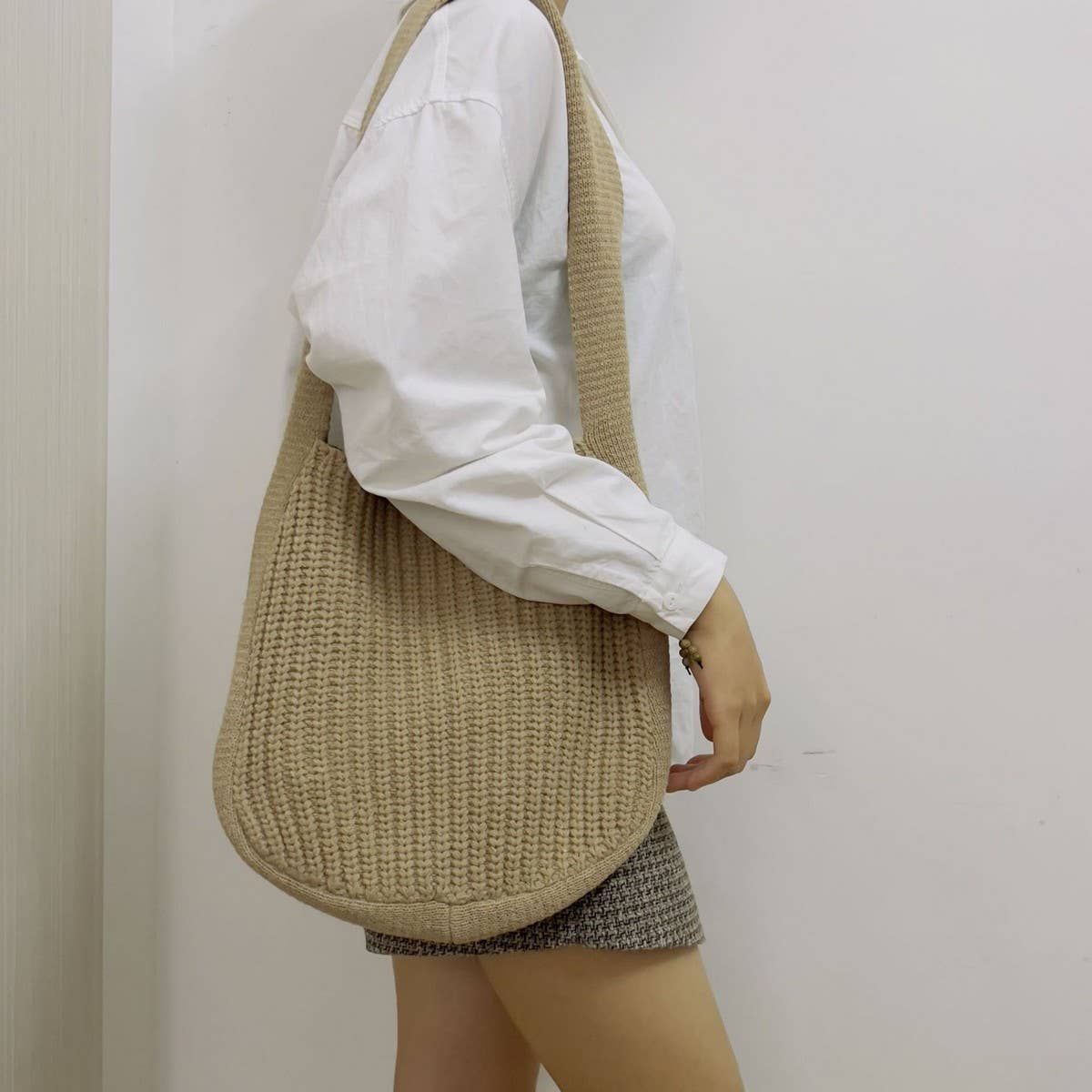 CWAB4578_SOLID COLOR KNITTED CROSSBODY SHOULDER BAG
