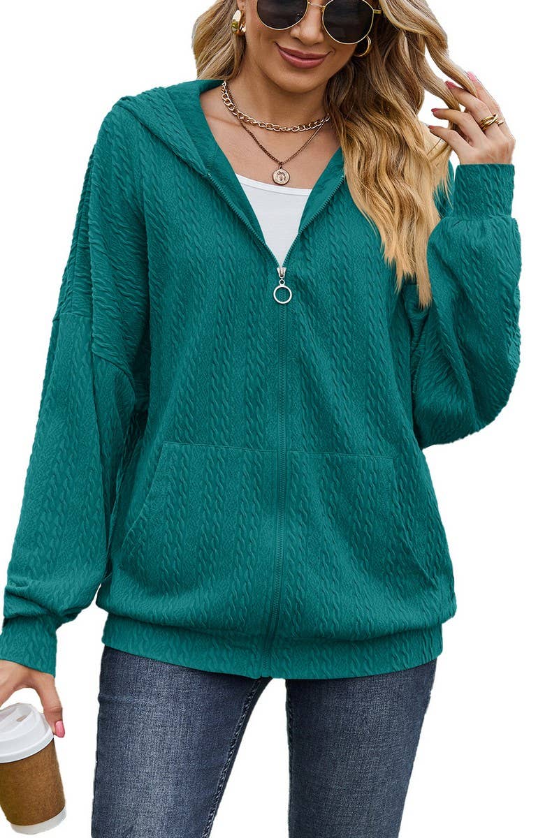 CWOCO0885_SOLID COLOR POCKET LOOSE HOODED SWEATSHIRT COAT