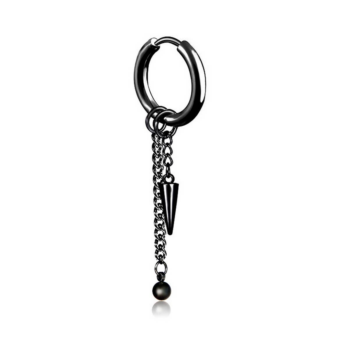 NEW FEATHER SINGLE BLACK CHAIN EARRING
