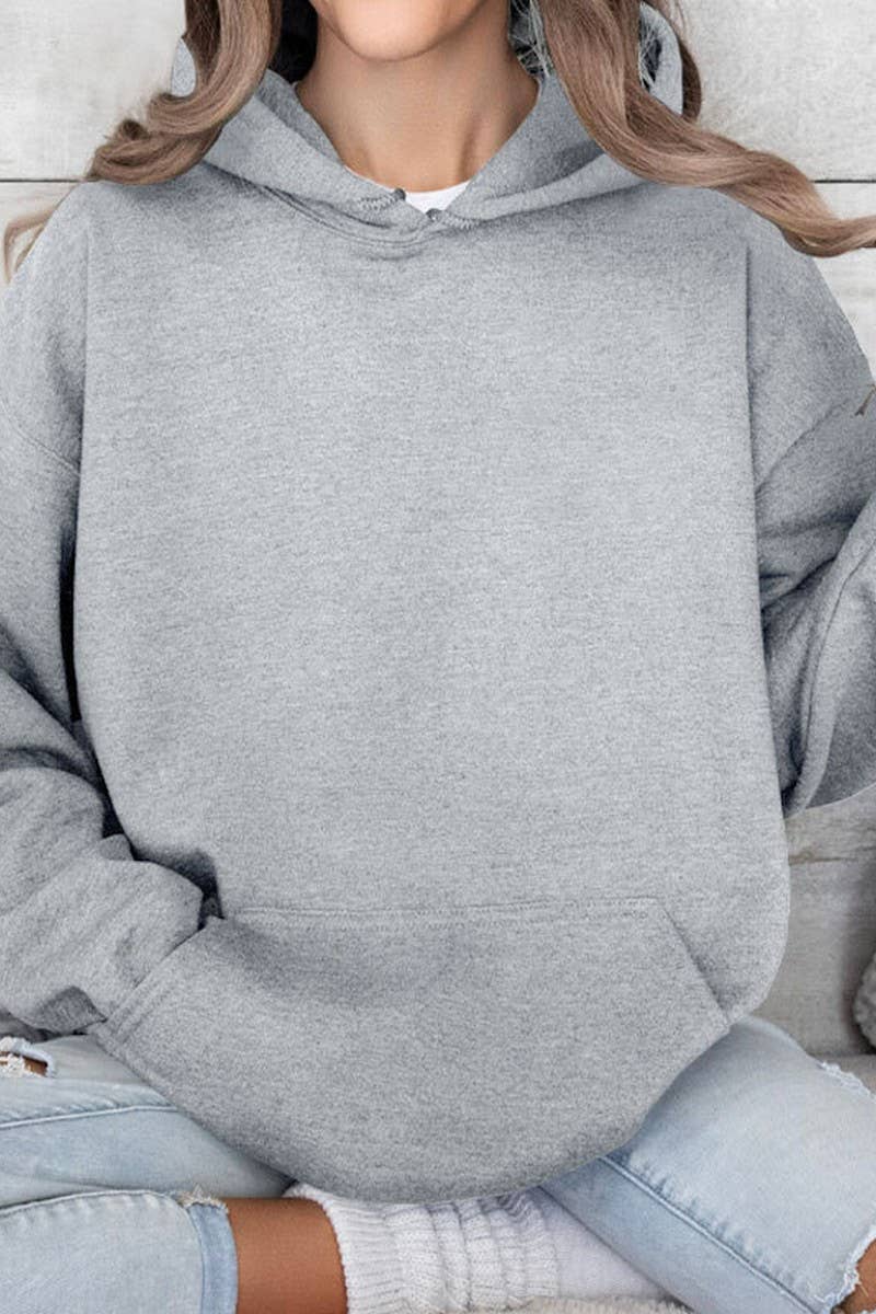 CWOHOL0945_SOLID COLOR LOOSE PULLOVER HOODED SWEATSHIRT