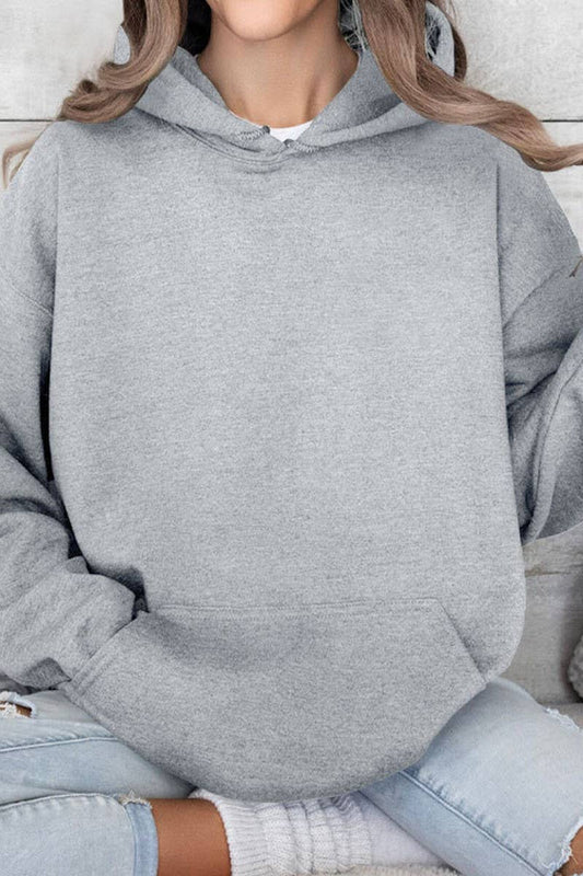 CWOHOL0945_SOLID COLOR LOOSE PULLOVER HOODED SWEATSHIRT