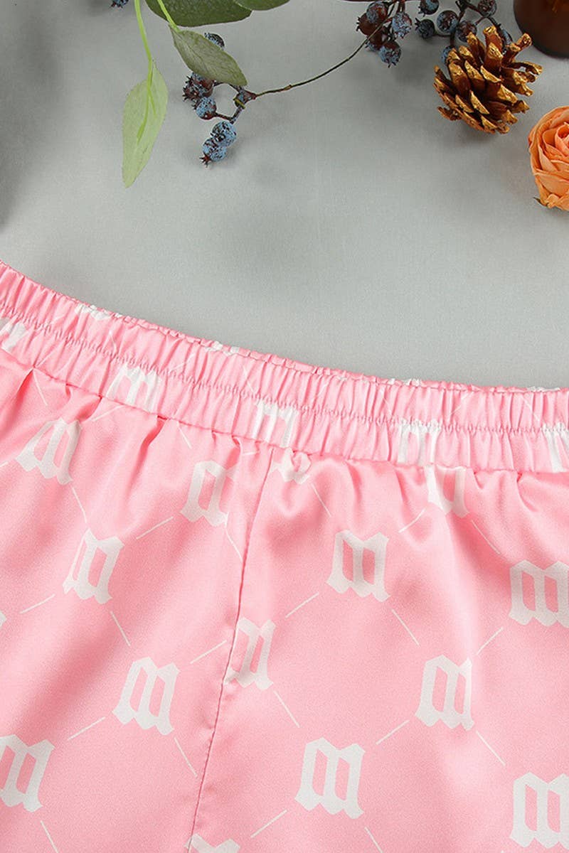 CWSPJ0083_PRINTED SHORT SLEEVED SHIRT SHORTS PAJAMAS SET