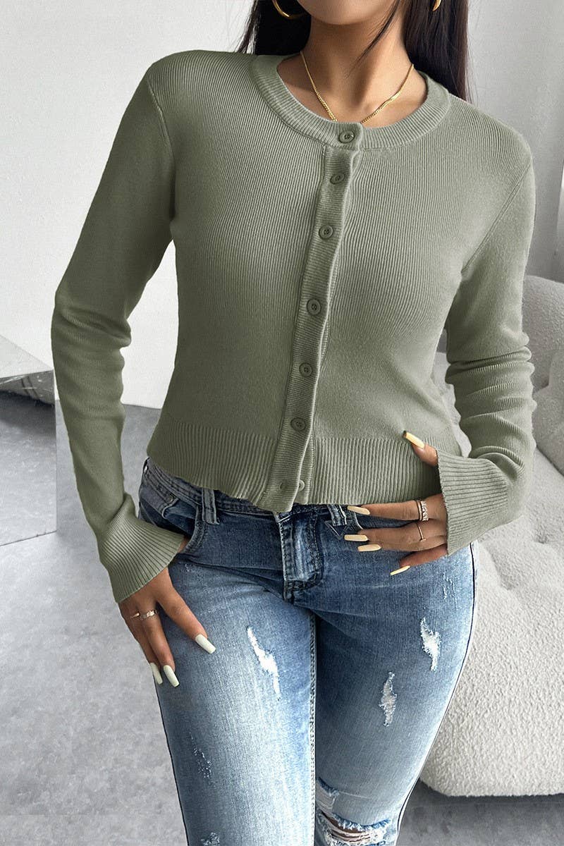 CWOCAL2256_SLIM FIT CARDIGAN BUTTON LONG SLEEVE SWEATER