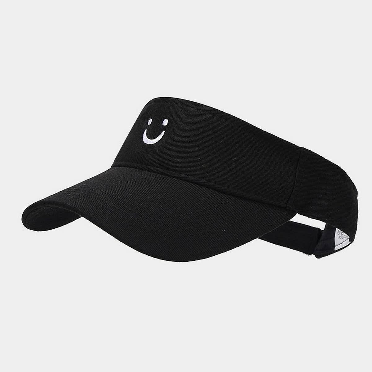 CWAH3178_CUTE U SMILEY FACE EMBROIDERED SUN VISOR