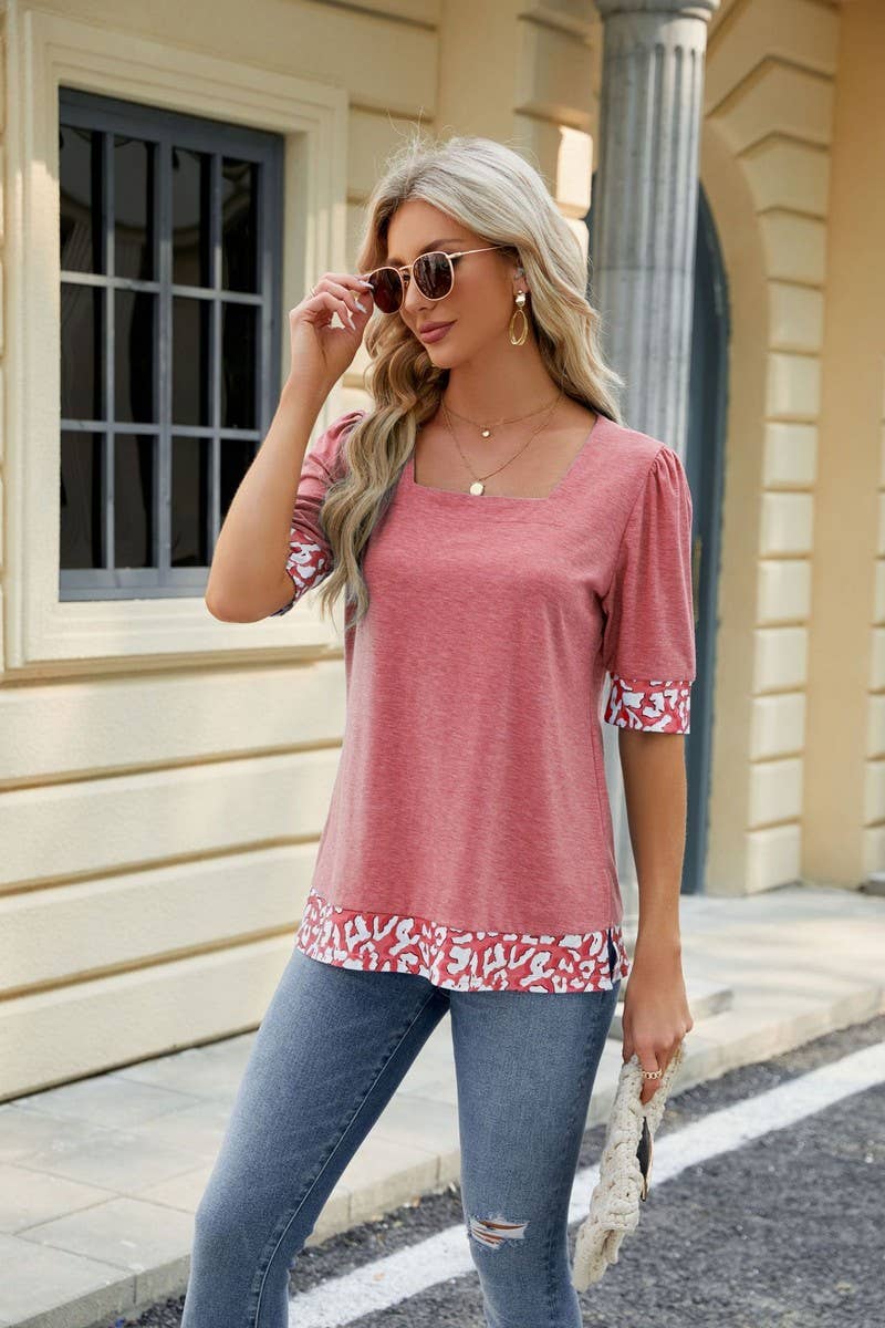 CWTTS0762_Sweetheart Neck Shirt Sleeve Top