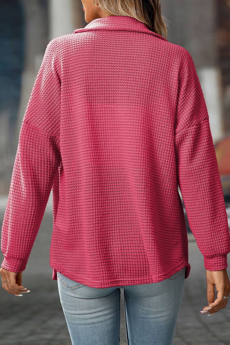 CWTBLL00829_LOOSE WAFFLE KNIT CASUAL COMMUTER SHIRT