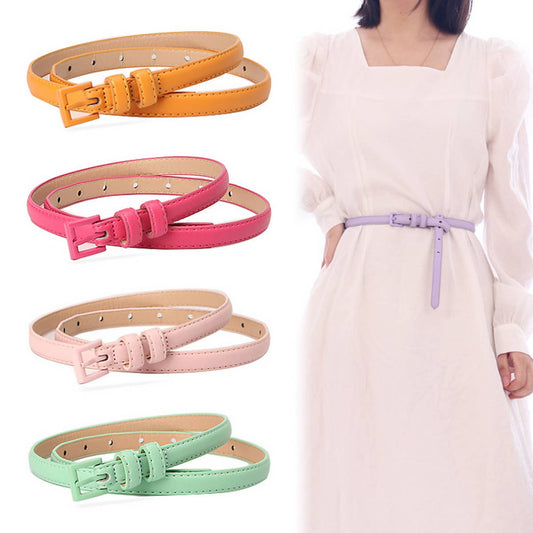 CWABE0907_WOMEN'S SMALL SQUARE BUCKLE THIN BELT