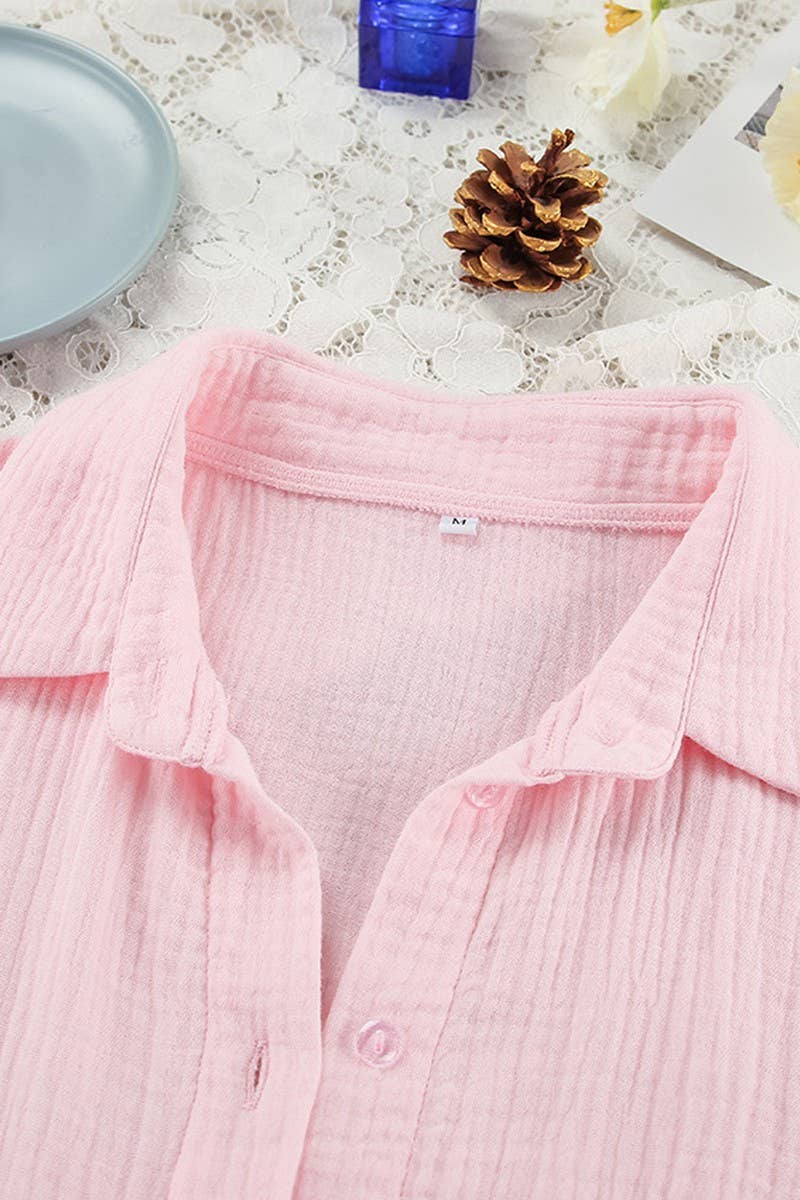 CWSPJ0392_COTTON CARDIGAN UNDERWEAR SHORTS PAJAMA SET