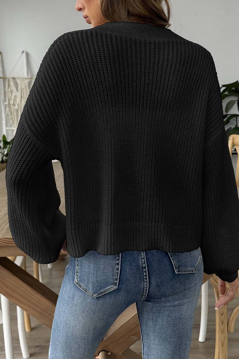 CWOSWL07388_WOMEN HEART PATCH SHORT KNIT CARDIGAN