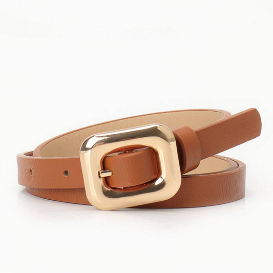 Simple alloy square buckle women's belt