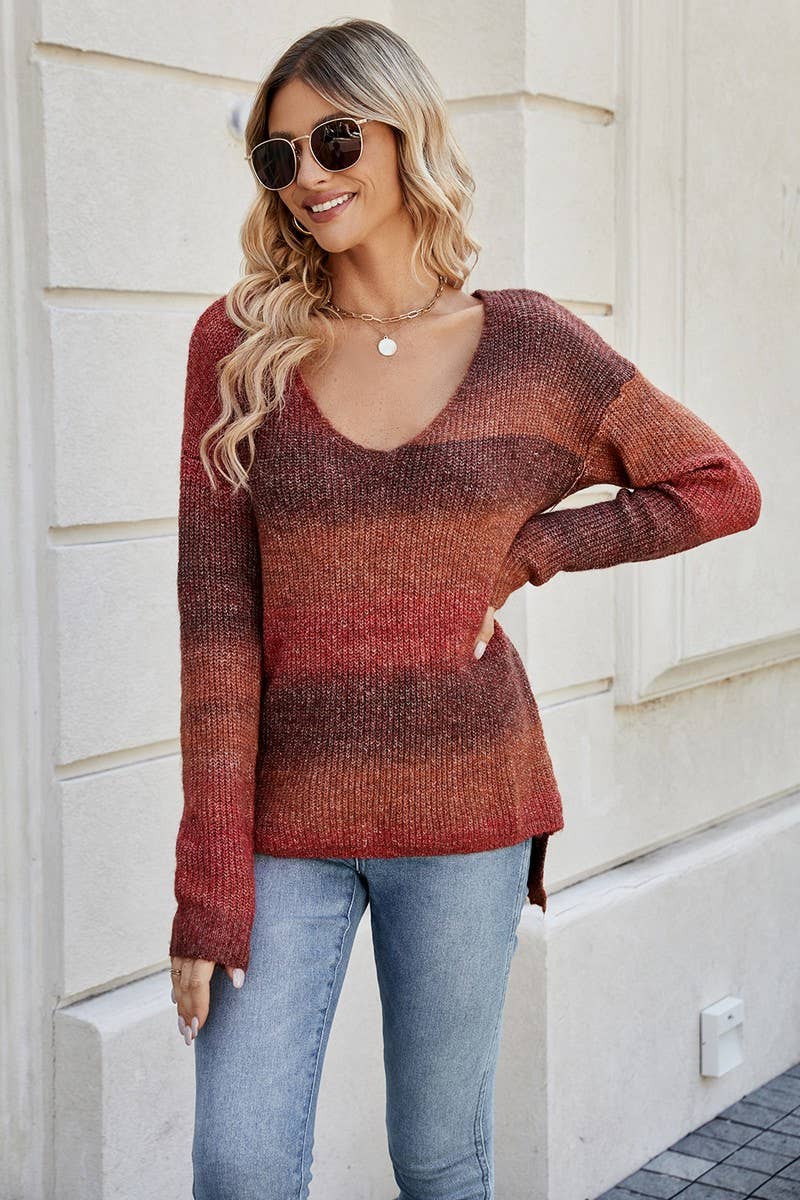 CWOSWL3171_TIE-DYED IRREGULAR GRADIENT KNITTED SWEATER