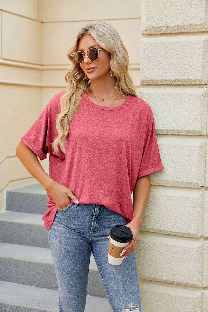 CWTTS0816_Round Neck Short Sleeve Knit Top