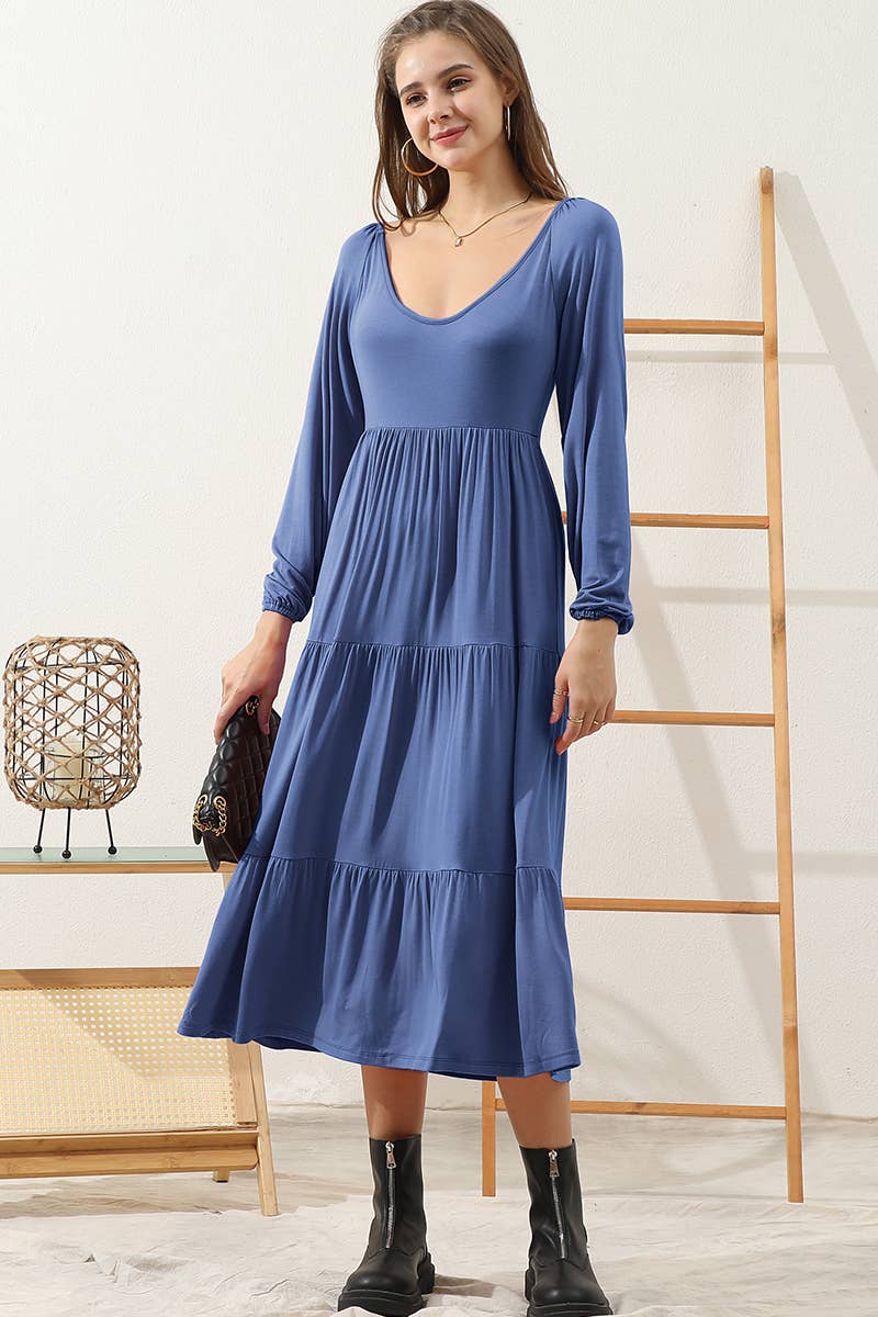 CWDMD801-P_PLUS SIZE ROUND NECK TIRED RUFFLE MAXI DRESS