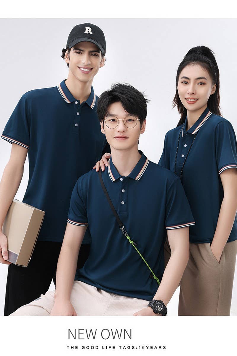 CWTBLS02419_COLORBLOCK POLO COLLAR SHORT SLEEVE CASUAL TOP