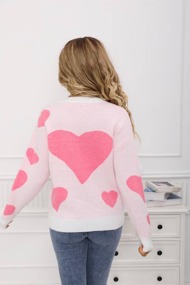 CWOSWL07591_HEART JACQUARD CONTRASTING KNITTED SWEATER
