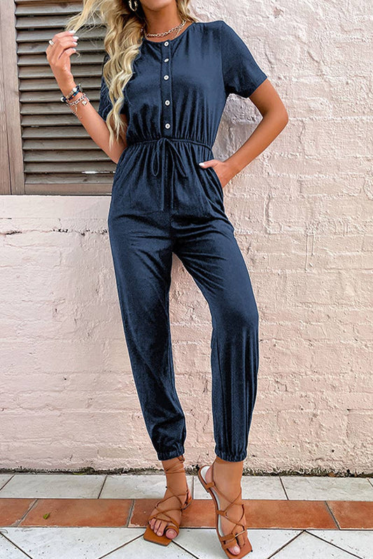 BLACK THIGH-HIGH WAISTED JUMPSUIT