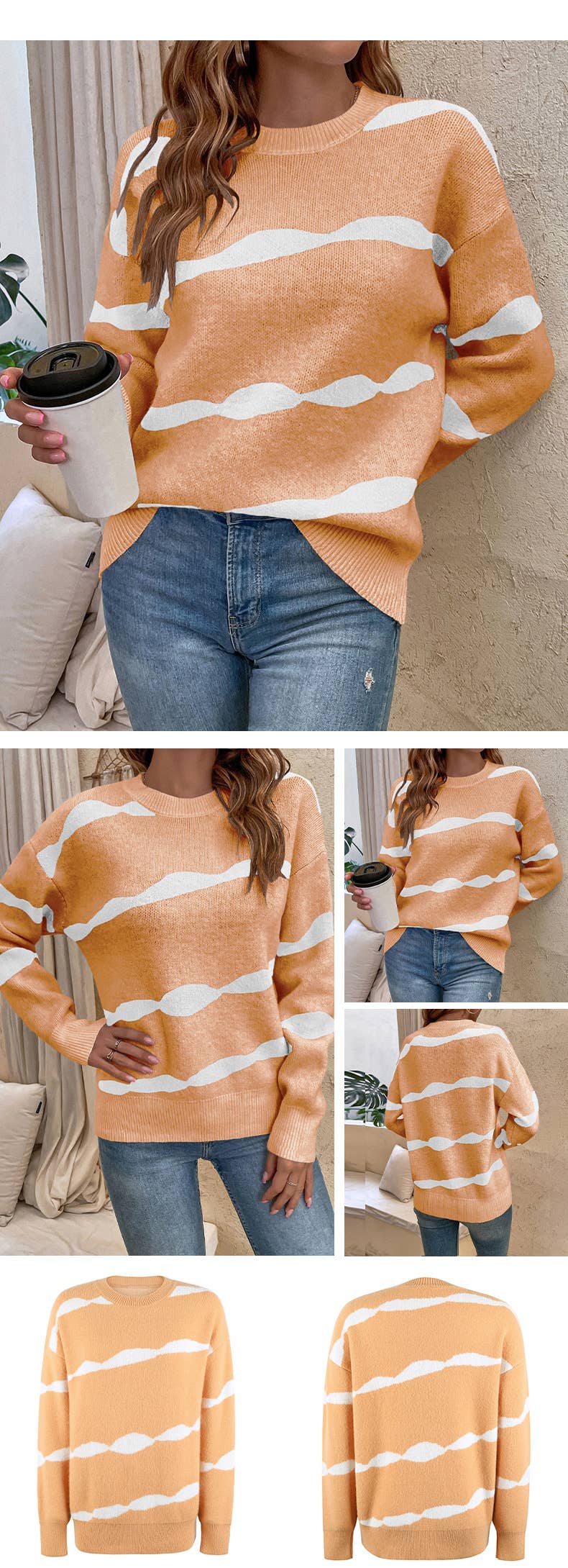 CREW-NECK STRIPED PULLOVER IN CONTRASTING COLORS