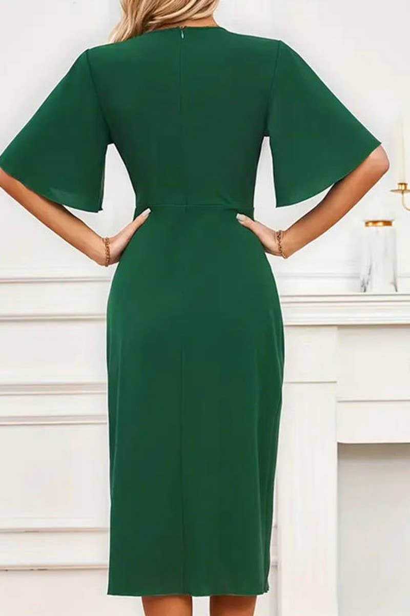 CWDSD7594_SPRING AND SUMMER WAIST KNOT MIDI DRESS