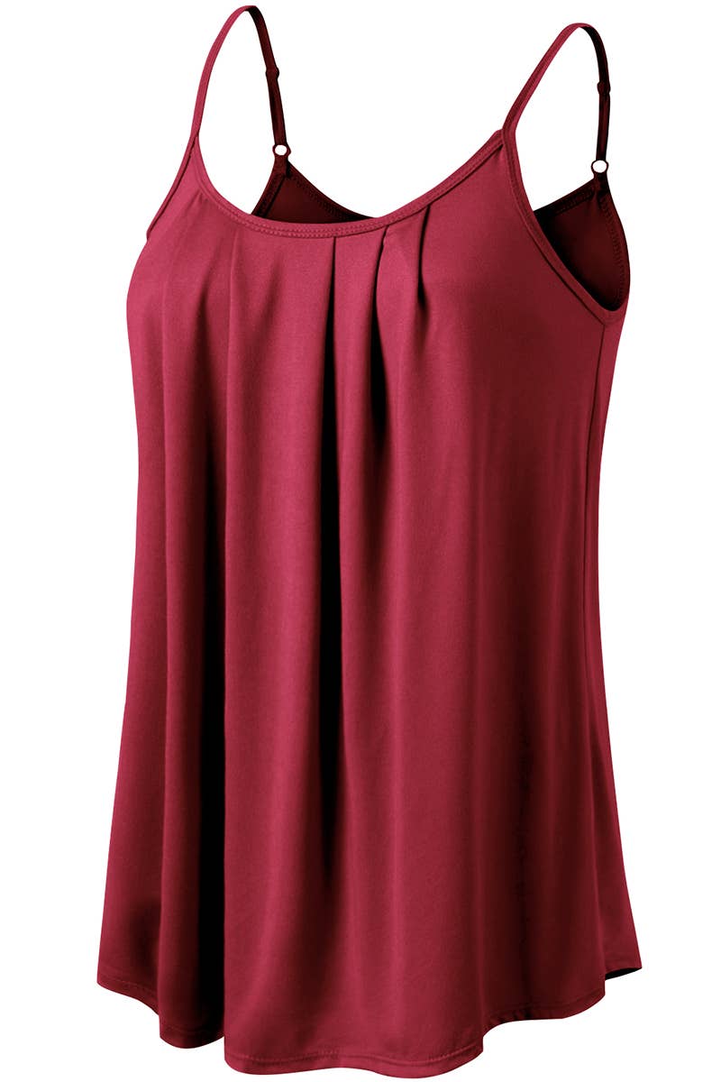 CWTTK229-P_Sleeveless Pleated Layered Cami Tank Knit Top