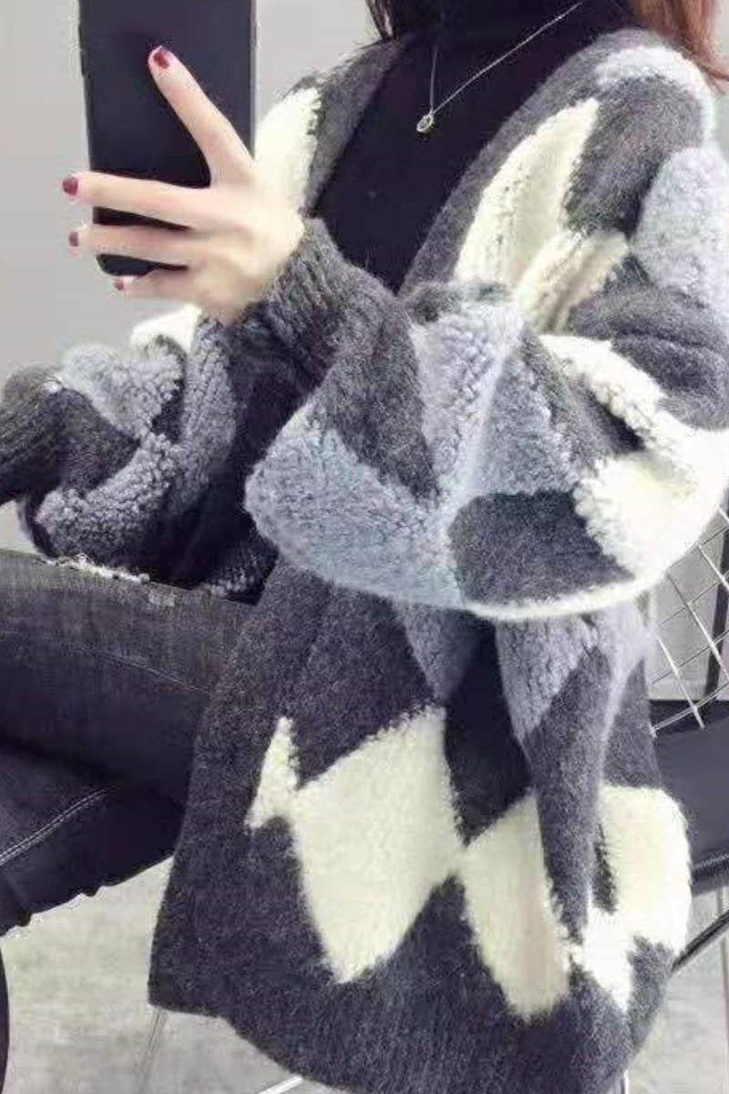 CWOCAL2180_CONTRASTING COLOR LONG SLEEVE BUTTON UP CARDIGAN