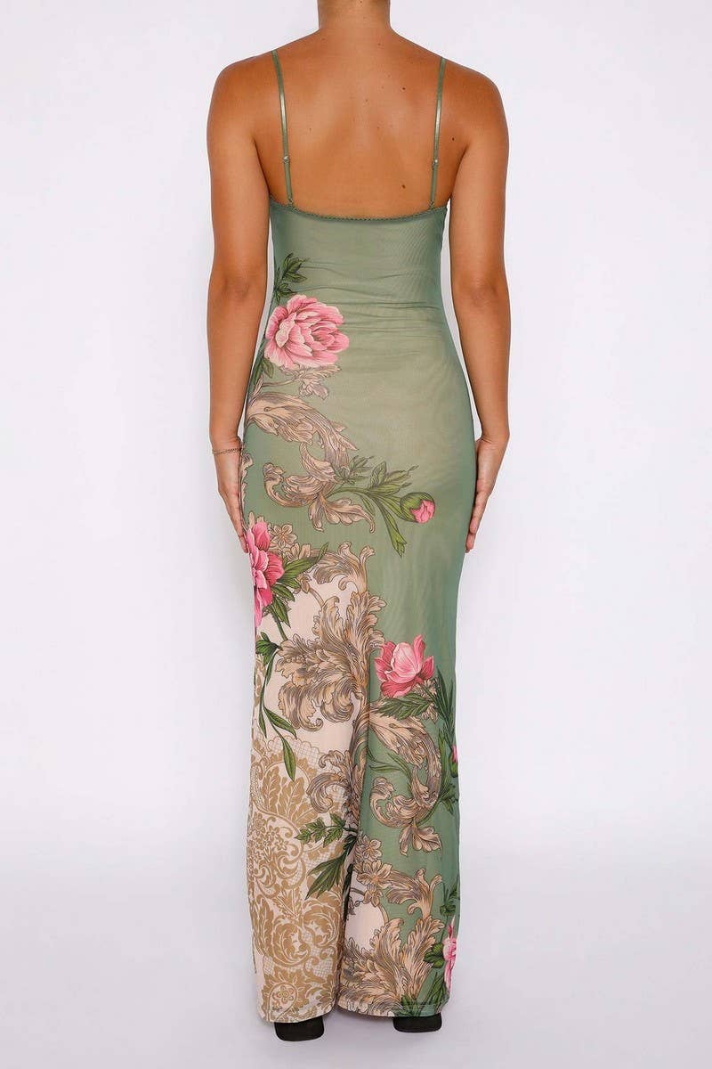 CWDMD3013_SLIM FIT PRINTED MAXI DRESS