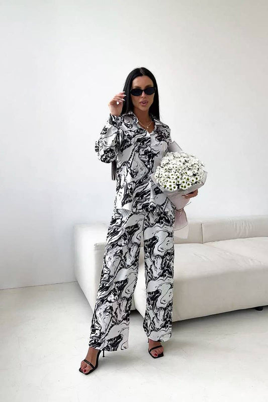 CWSPJ0334_PRINTED LOOSE LONG-SLEEVED TROUSERS PAJAMA SET
