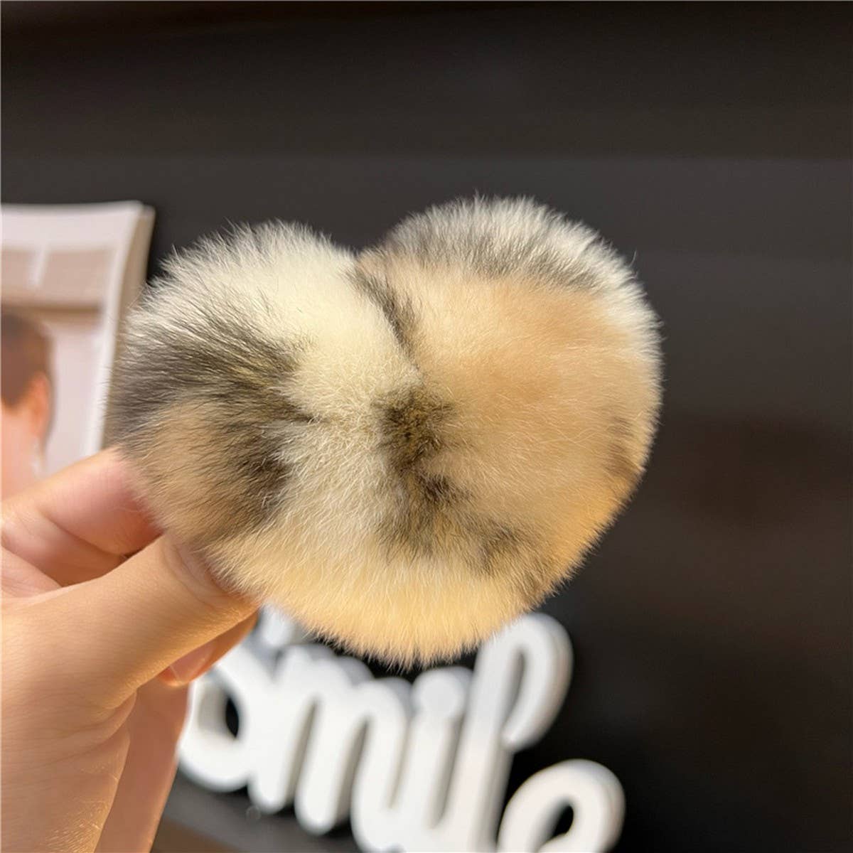 Cute Rex Rabbit Heart Hair Clip - Fluffy BB Pin