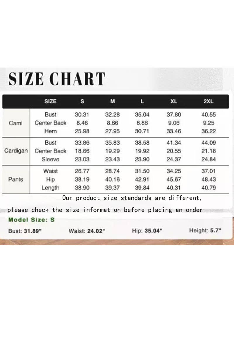 CWSBSL00033_3 PIECE LOUNGE SET WOMEN JACKET TANK AND PANTS