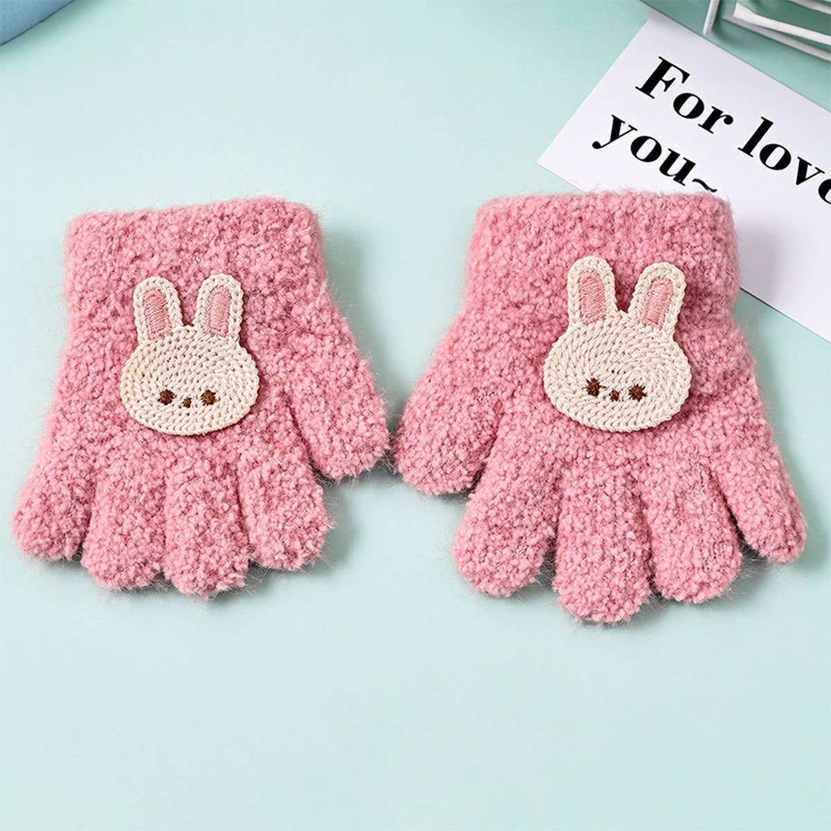 CWAG0278_FLOWER BEAR RABBIT CHILDREN'S FIVE-FINGER GLOVES