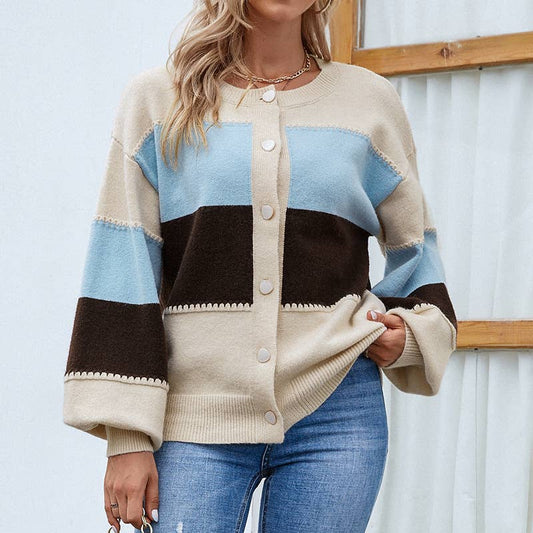 COLOR-MATCHING SINGLE-BREASTED KNITWEAR