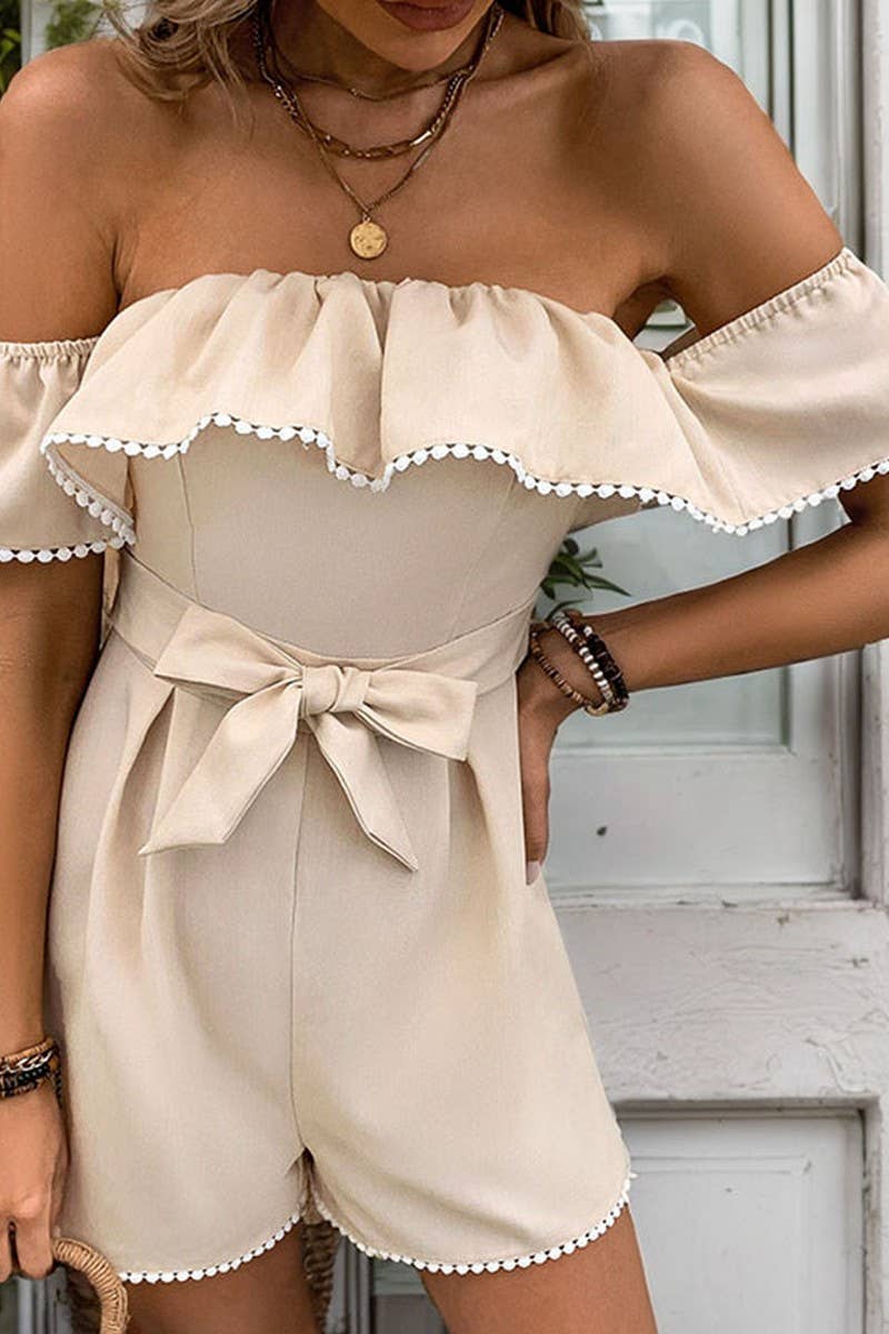 CWSBSSL0095_SUMMER ONE-SHOULDER RUFFLED SOLID COLOR JUMPSUIT