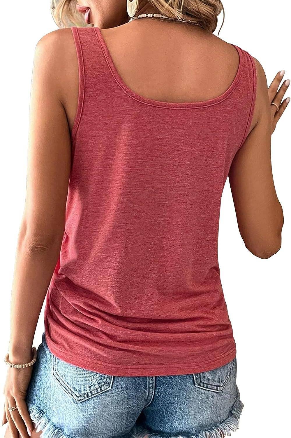 Button-down U-neck loose drawstring T-shirt